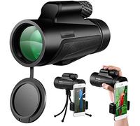 WENKA Telescopio monocular, monocular HD de alta potencia de 12 x 50 con trípode de soporte para teléfono, impermeable, duradero y transparente, prisma FMC BAK4 para observación de aves, camping,