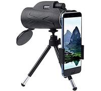 WENKA Telescopio monocular para monocular HD con soporte para teléfono y trípode, 80 x 100 BAK4, impermeable, baja visión nocturna, telescopio para observación de aves, camping, caza, doble comodidad