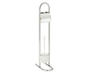 Wenko 15162100 - Portarrollos con escobillero, Color Plateado y Blanco