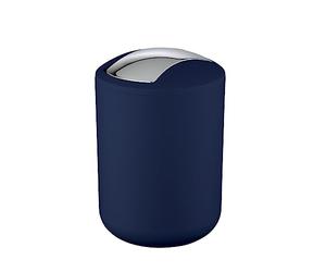 Wenko 22520100 - Papelera con tapa Brasil S Cubo, Absolutamente resistente a los golpes, plástico termoplástico (TPE), Azul (oscuro), 14 x 14 x 21 cm, 2 L