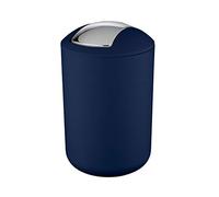Wenko 22521100 - Papelera con tapa Brasil L Cubo, Absolutamente resistente a los golpes, plástico termoplástico (TPE), Azul (oscuro), 6,5 L