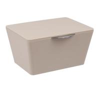 Wenko 22598100 Caja con tapa Brasil - Cesta, baño cesta con tapa, plástico termoplástico (TPE), taupe, 15, 5 x 19 x 10 cm