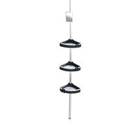 Wenko 22827100 Estantería telescópica para Ducha Esquina Wave baño, estantería de Ducha Regulable con 3 estantes y Espejo, Aluminio, Plata, 20 x 27 x 260 cm