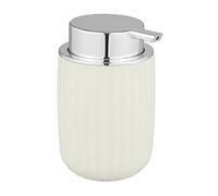 Wenko 25189100 Dosificador de Jabón Agropoli, Blanco | De plástico con superficie texturizada, 250 ml, 7,5 x 12,5 x 9 cm, color blanco crema, mod. Agropoli