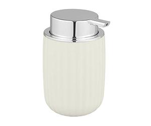 Wenko 25189100 Dosificador de Jabón Agropoli, Blanco | De plástico con superficie texturizada, 250 ml, 7,5 x 12,5 x 9 cm, color blanco crema, mod. Agropoli
