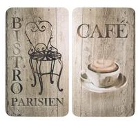 Wenko Placas cobertoras de Vidrio universales Bistro 2 Unidades Juego de 2 Piezas para Todos los Tipos de cocinas Marrón