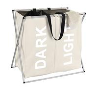 Wenko 3440112100 - Separador de Ropa Sucia con 2 cámaras, de poliéster y aluo, 59 x 57 x 38 cm, Color Beige