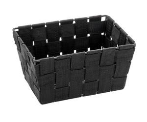 Wenko Adria - Cesta para el baño y el hogar de Forma Alargada, Material plástico Tejido, de tamaño Mini, 19 x 9 x 14 cm, Color Negro