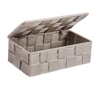 Wenko Adria Organizador con Tapa, Polipropileno, Gris y Marrón, 10x18x6 cm