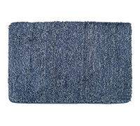WENKO Alfombra de baño Mélange azul marino 60 x 90 cm - Alfombrilla antideslizante, segura, esponjosa, libre de pelusas, Poliéster, 60 x 90 cm, Azul