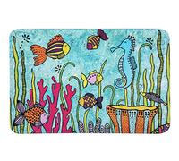Wenko Alfombra de baño Rollin'Art Full Bloom, Alfombrilla, Motivo Marino, Superficie Aterciopelada y Reverso Antideslizante, Apta para calefacción por Suelo Radiante, 100% poliéster, 45 x 70 cm
