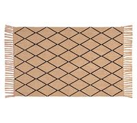 WENKO Alfombrilla de baño Calama, alfombra de fibras naturales sostenibles (100 % yute) con patrón de rombos y flecos como alfombra de ducha o decorativa, reciclable, (An. x P): 50 x 80 cm, natural