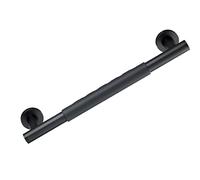 WENKO Asidero Secura 40,5 cm, asa de agarre para baño y apoyo para el cuarto de baño, ducha, bañera o inodoro, de acero inoxidable con superficie de agarre antideslizante de tacto suave, negro