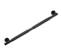 WENKO Asidero Secura 65,5 cm, asa de agarre para baño y apoyo para el cuarto de baño, ducha, bañera o inodoro, de acero inoxidable con superficie de agarre antideslizante de tacto suave, negro