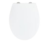 WENKO Asiento de inodoro «Ostuni», asiento de inodoro con dispositivo automático de descenso, carga admisible de 300 kg, tapa del inodoro con Easy-Close, para un cierre suave de la tapa, asiento del inodoro de termoplástico reciclable, 37 x 44,5 cm, en color blanco