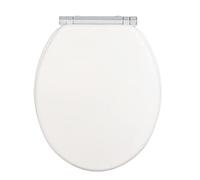 WENKO Asiento de WC Morra, asiento de inodoro con bisagra continua y cierre suave, fibras de madera multilacadas con certificación FSC, tapa con fijación higiénica Fix-Clip, 35 x 42 cm, blanco mate