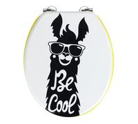 WENKO Asiento del inodoro «Be Cool», tapa del inodoro de MDF, sujeción de acero fino inoxidable pesado, resistente a la humedad, superficie no porosa, 35,5 x 42,5 cm
