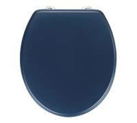 WENKO Asiento para inodoro Prima, azul oscuro mate, de calidad óptima en estilo retro, tapa de WC, con tope de pared y fijación de acero inox., apto para cisterna, fibra de densidad media, 37 x 41 cm