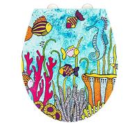 WENKO Asiento para WC Ocean Life, tapa WC Rollin'Art wenko, superficie en relieve, cierre rápido higiénico de acero inoxidable y mecanismo suave Easy-Close, de Duroplast antibacteriano, 38 x 44,5 cm