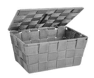 Wenko Aufbewahrungskorb mit Deckel Adria - Badkorb, Küchenkorb, 19 x 10 x 14 cm, grau