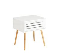 Wenko Auxiliar con cajón Finja, Mesa de café, mesita de Noche, bambú, Naturaleza, 45 x 50 x 38 cm