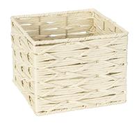 WENKO Badbox Vabriano - Cesta de mimbre para baño y oficina, 24 x 18,5 x 24 cm, estilo bohemio, cuadrada, beige