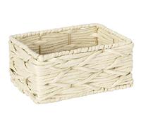 WENKO Badbox Vabriano - Cesta pequeña de mimbre para baño y oficina, 19 x 9 x 14 cm, estilo bohemio moderno, color beige