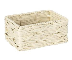 WENKO Badbox Vabriano - Cesta pequeña de mimbre para baño y oficina, 19 x 9 x 14 cm, estilo bohemio moderno, color beige