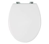 Wenko Tapa WC Impermeable Bali, Asiento Inodoro, Taza WC, Accesorios Baño, Hecho de MDF Resistente, Bisagras de Acero Inoxidable, Tapa Inodoro Universal, Tapadera WC, Blanco, 35 x 42 cm