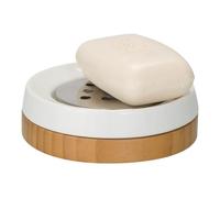 Wenko Bamboo Accesorios para Baño de Porcelana, Cerámica, Blanco, 11.5x11.5x3.8 cm