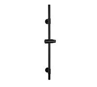WENKO Barra de ducha Basic, barra para ducha o bañera de acero inoxidable con soporte para ducha de mano y soporte de pared móvil, dimensiones (An./P x Al): Ø 1,9 x 66 cm, negro