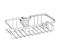 Wenko Barra de Ducha Cuadrada Floresta, Bandeja de Ducha de Acero Inoxidable Cromado, Montaje Sin Tornillos Ni Taladros, Para Todas Las Barras de Ducha Estándar, 24 x 6.2 x 14 cm, Brillante