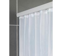 WENKO Barra de ducha telescópica «Era» en color blanco, barra de cortina de ducha extensible de aluminio inoxidable, para fijar todas las cortinas de ducha, fijación sin taladrar, 75-125 x 2 x 3,5 cm