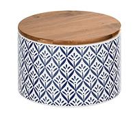 WENKO Bote de Almacenamiento «Lorca», Recipiente de Almacenamiento de cerámica con Robusta Tapa de bambú y Anillo de Silicona hermético, diseño mediterráneo, Capacidad: 0,75 l, Ø 14 x 8,5 cm