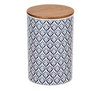 WENKO Bote de almacenamiento Lorca 1,45 l - Botes de almacenamiento, recipiente para guardar alimentos frescos con tapa de bambú y anillo de silicona hermético y manteniendo el aroma Capacidad: 1.45 l, Cerámica, 12.5 x 18.5 x 12.5 cm, Multicolor