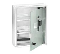 WENKO Botiquín acero inox 30 x 40 cm - Botiquín de medicinas con cerradura, Acero inoxidable, 30 x 40 x 12 cm, Brillante