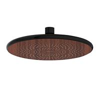 WENKO Cabezal de ducha lluvia Watersaving Wood, ducha de mano con aspecto de madera noble, ahorra agua, conexión universal de ½" y apto para calentadores de agua instantáneos, Ø 22,5 cm, marrón/negro