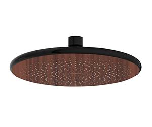 WENKO Cabezal de ducha lluvia Watersaving Wood, ducha de mano con aspecto de madera noble, ahorra agua, conexión universal de ½" y apto para calentadores de agua instantáneos, Ø 22,5 cm, marrón/negro
