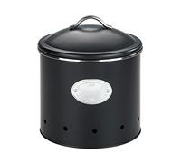 WENKO Caja de almacenamiento «Nero» con agujeros, de 4 litros, permeable al aire para una óptima circulación del aire, de metal lacado, Ø 18,7 x 21 cm, en color negro