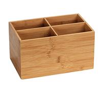 WENKO Caja de bambú Terra, 4 compartimentos - Caja de almacenaje, cesta para el baño Capacidad: 2.95 l, Bambú, 22 x 12 x 14 cm, Marrón