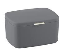 WENKO Caja de baño con tapa Barcelona antracita - Cesta de almacenaje, cesta para el baño con tapa, absolutamente irrompible, Plástico (TPE), 19.5 x 11 x 16 cm, Antracita