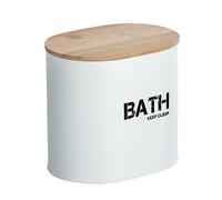 WENKO Caja para el baño Gara con tapa blanco - Caja de almacenaje, cesta para el baño Capacidad: 1.092 l, Acero, 14.5 x 13.5 x 10.5 cm, Blanco
