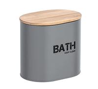 WENKO Caja para el baño Gara con tapa gis - Caja de almacenaje, cesta para el baño Capacidad: 1.092 l, Acero, 14.5 x 13.5 x 10.5 cm, Gris