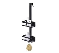 Wenko Carrito de ducha Mod, Bribano Duo organizador colgante de acero inoxidable negro mate para baño con protección contra arañazos 23x71x18 cm