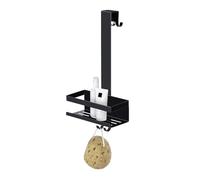 Wenko Carrito de ducha Mod, Bribano Uno organizador colgante negro mate de acero inoxidable sin taladro para puertas de ducha 23x44.5x18 cm