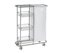 Wenko Carrito recolector Slim - 3 repisas, con Saco Capacidad: 28 l, Metal con Recubrimiento de Polvo, 20 x 80 x 58 cm, Gris