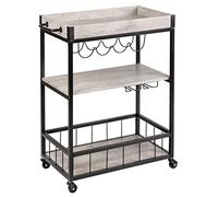 WENKO Carro de cocina Rustico hormigón/negro, Metal barnizado, 80 x 89.5 x 40 cm, Negro