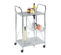 Wenko Carro de Cocina Sunny Silver - Plegable, Metal con Recubrimiento de Polvo, 56.5 x 90.5 x 44 cm, Plata