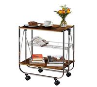 Wenko Carro de Servir Dinett Nogal - Plegable, MDF, 68 x 70 x 40.6 cm, Marrón