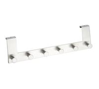 WENKO Colgador sobrepuerta Celano acero inox - 6 ganchos, Acero inoxidable, 39 x 11 x 5.5 cm, Mate